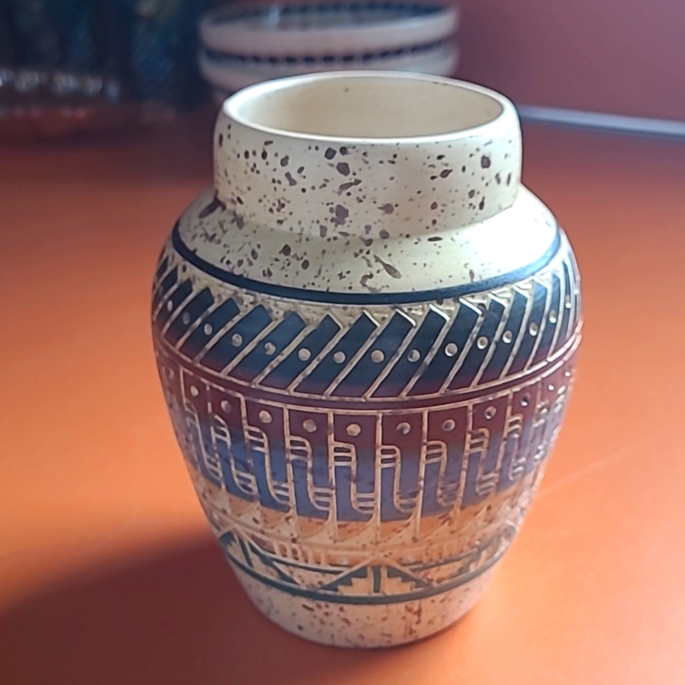 Hand made in Mexico Etched Vase